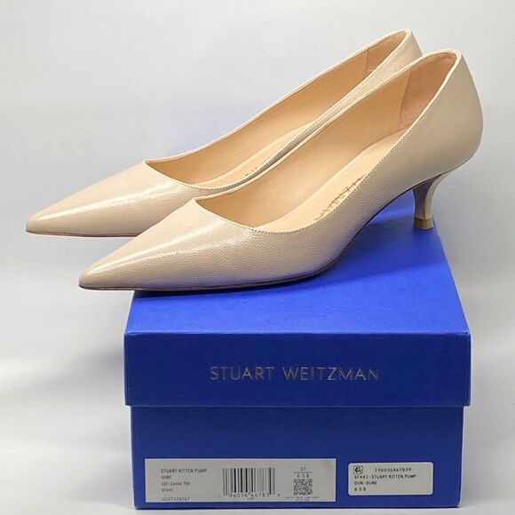 Stuart Weitzman Leather Kitten-Heel Pumps size 6.5 - Picture 9 of 11
